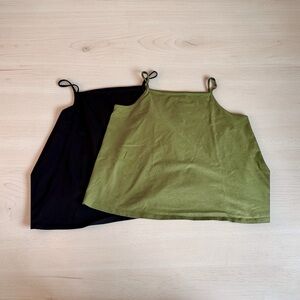 Set of Stylish Olive and Black Old Navy Women's Camisole Tops
